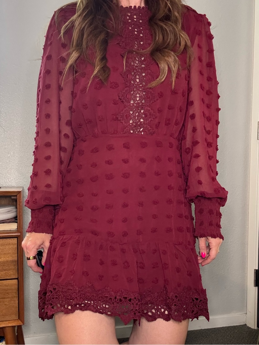 Lulu's Burgundy Long Sleeve Dress